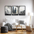 Modern Wall Art For Living Room Uk | Set of 3 Urban Skyscrapers Wall art Prints
