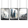 Modern Wall Art For Living Room Uk | Set of 3 Urban Skyscrapers Wall art Prints