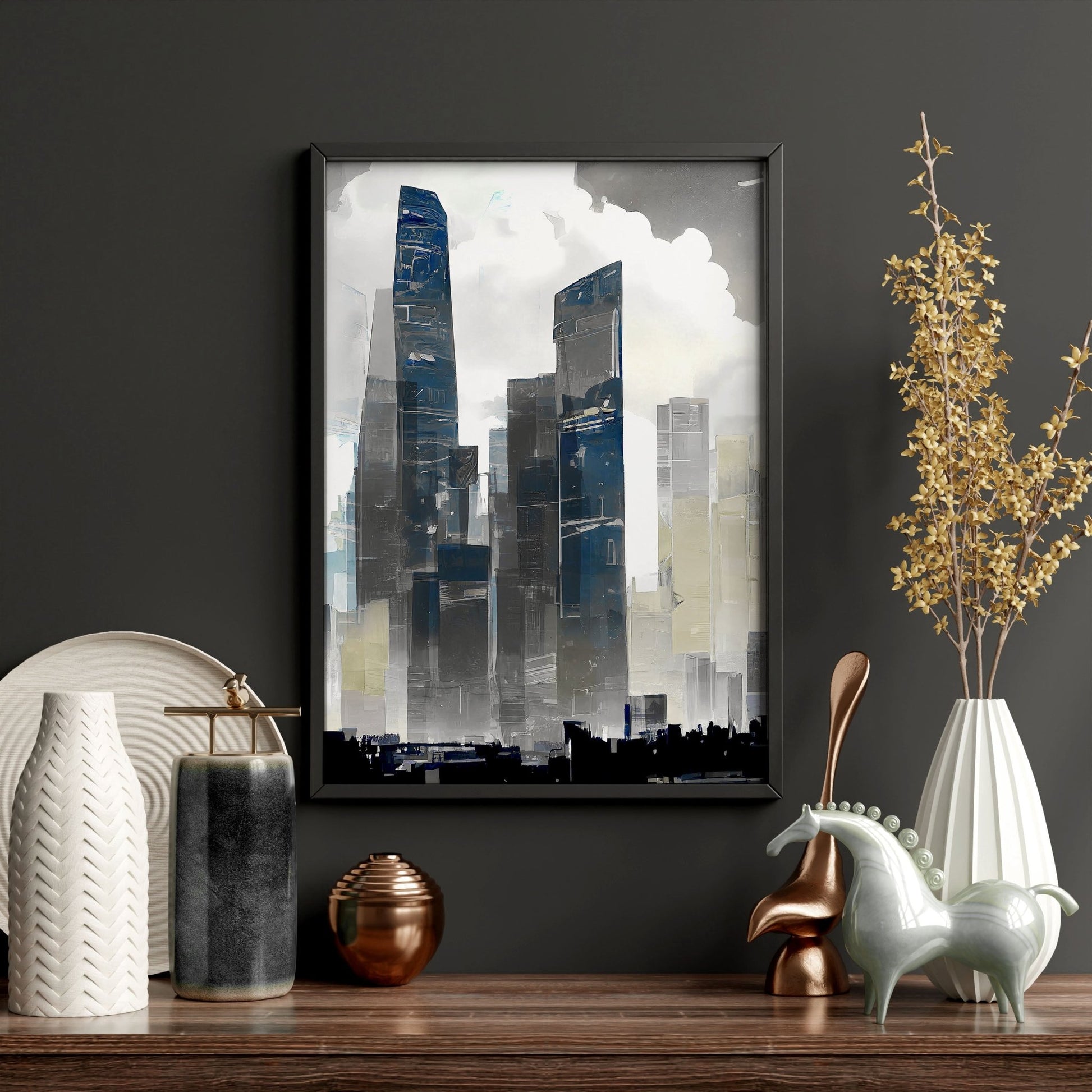 Modern Wall Art For Living Room Uk | Set of 3 Urban Skyscrapers Wall art Prints