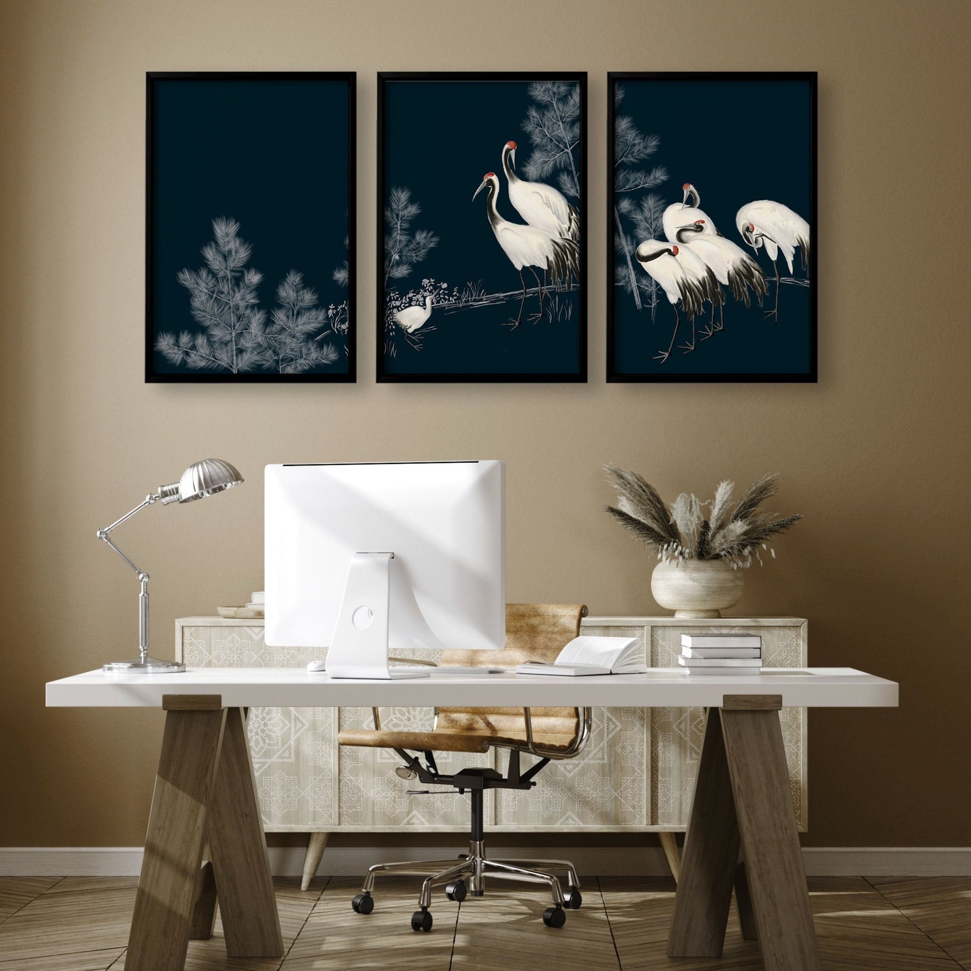 Modern Wall Art Large | Set of 3 Asian Inspired Wall art Prints
