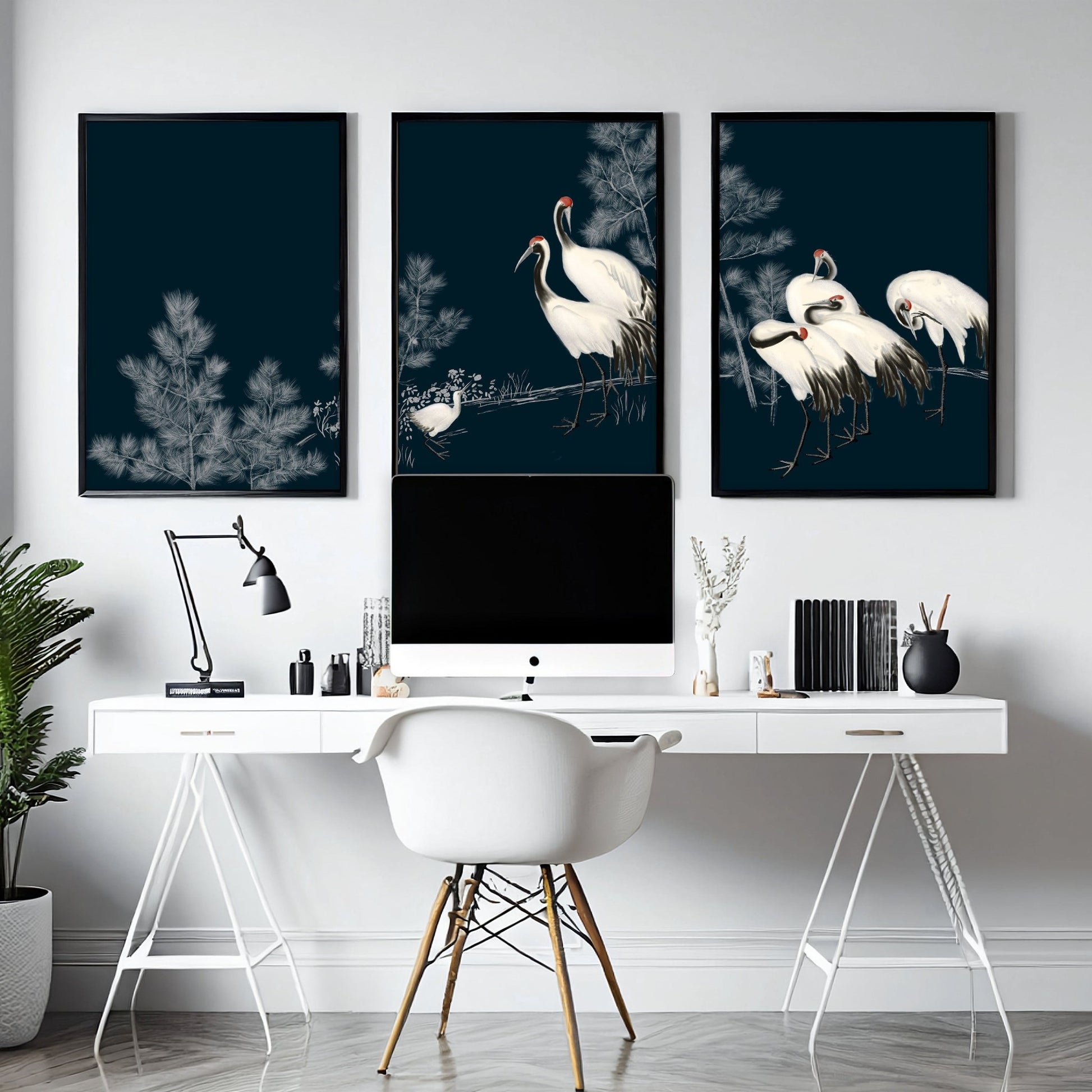 Modern Wall Art Large | Set of 3 Asian Inspired Wall art Prints