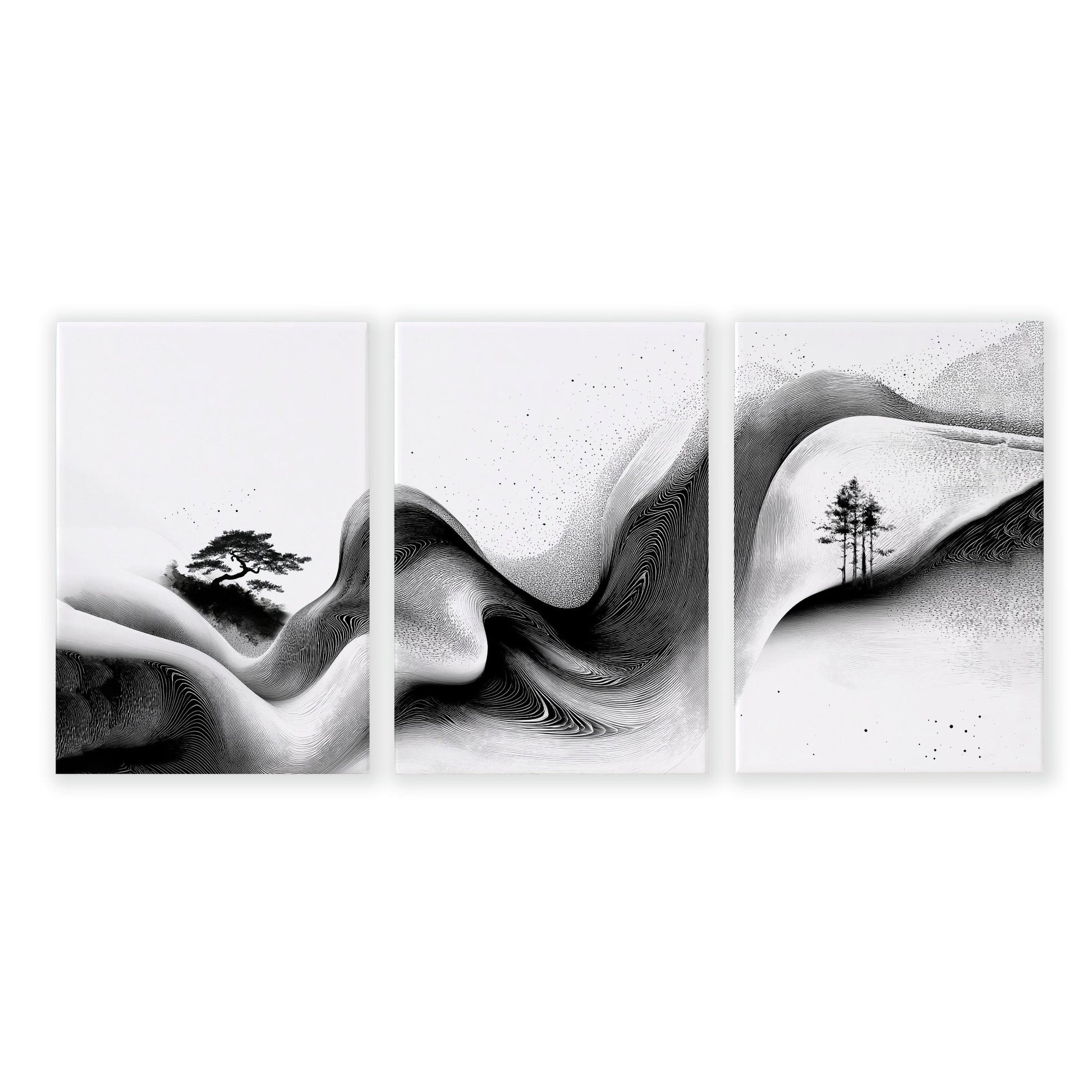 Modern Wall Art Living Room | Set of 3 Asian Inspired Wall art Prints