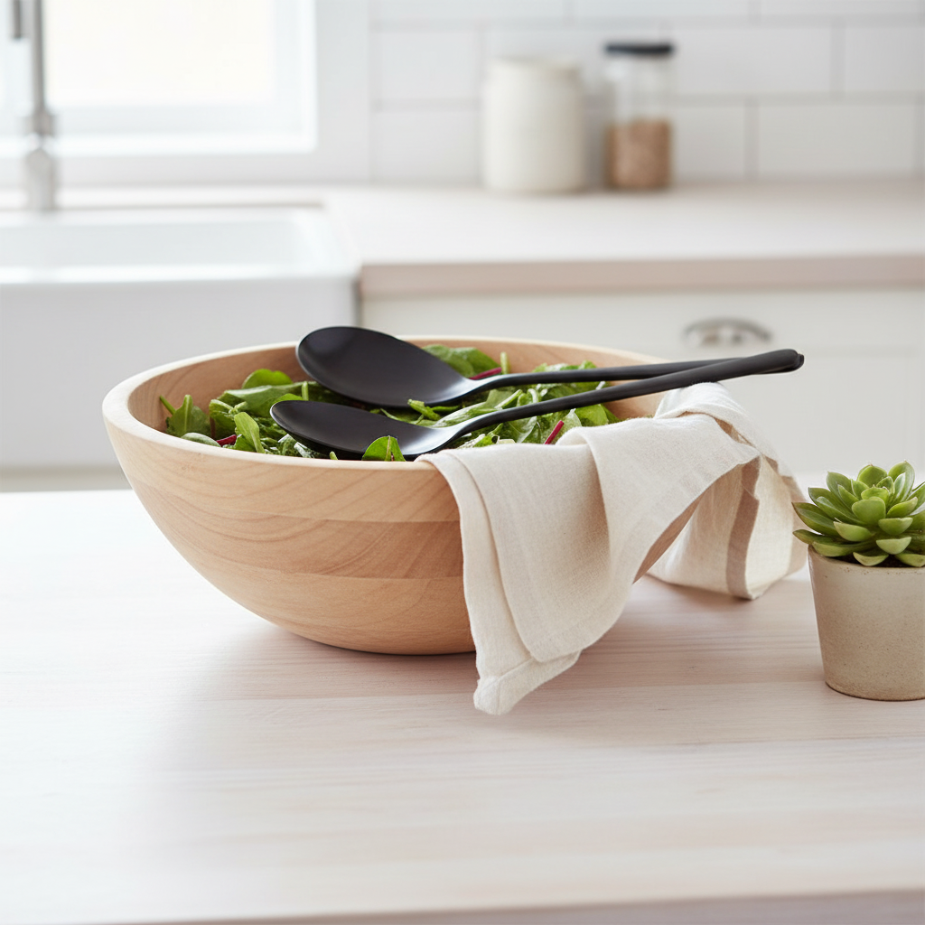 Modern Retro Matt Black 2 Piece Salad Servers