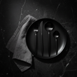 Modern Retro 16 Piece Matte Black Cutlery Set
