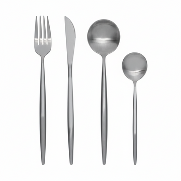 Modern Retro 16 Piece Matte Silver Cutlery Set