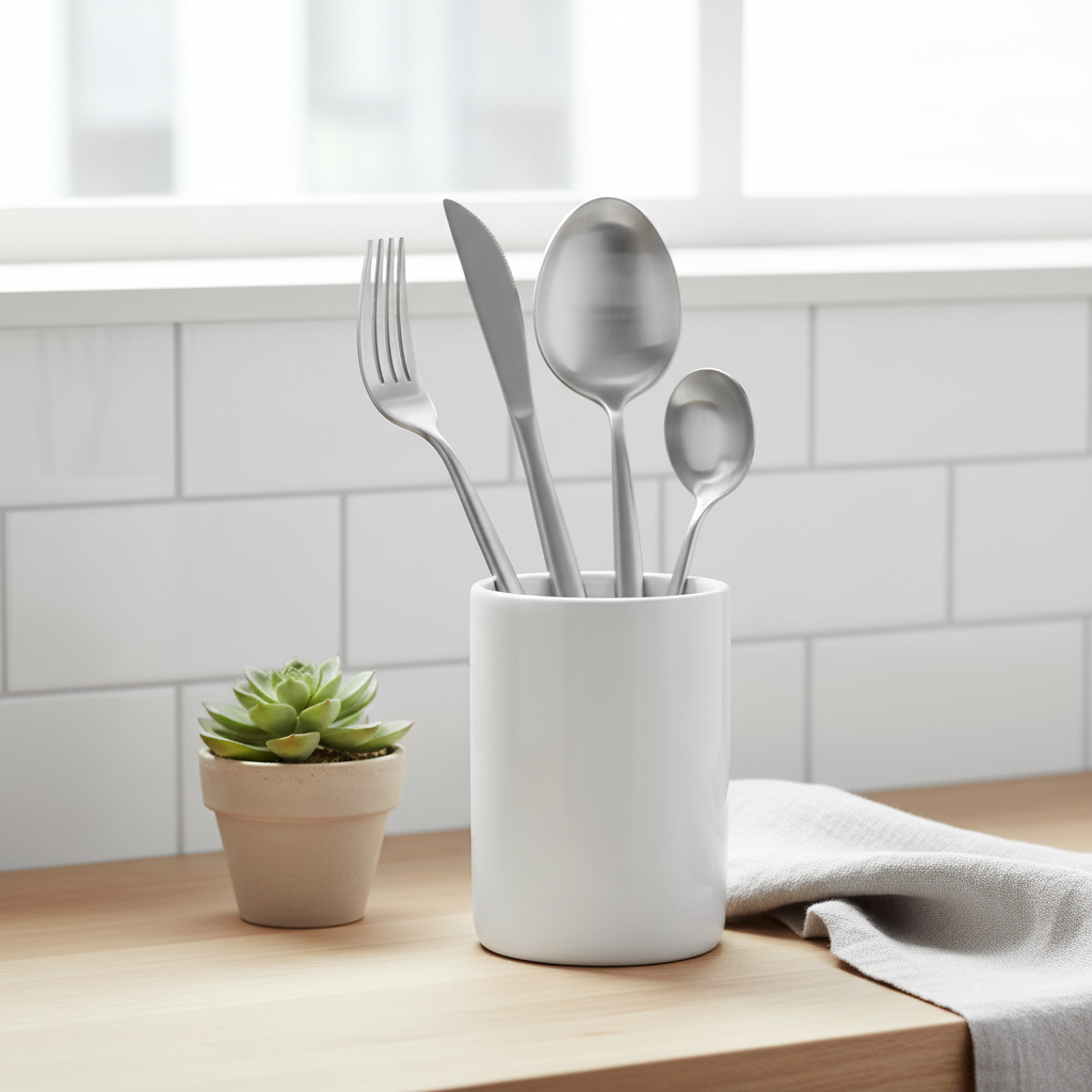 Modern Retro 16 Piece Matte Silver Cutlery Set