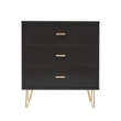 Monroe Solid Wood Black Chest of 3 Drawers