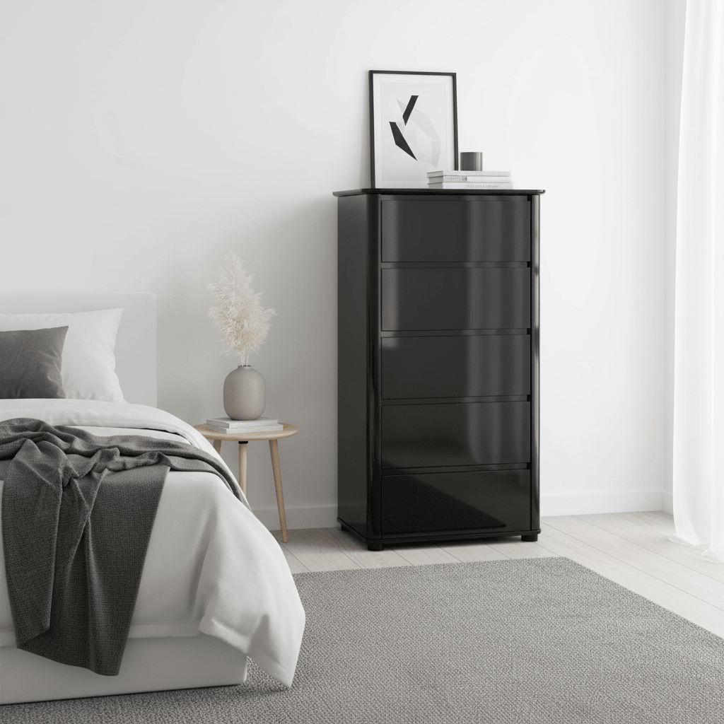 Moritz Black High Gloss 5 Drawer Chest