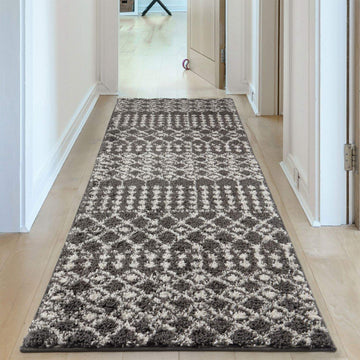 Moroccan Dark Grey Shaggy Rug | 1040