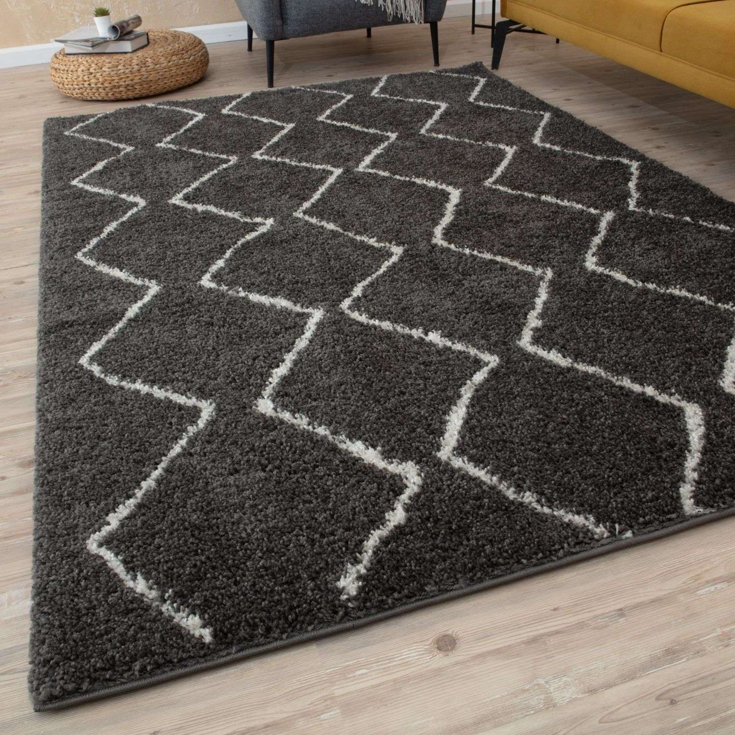 Moroccan Dark Grey Shaggy Rug | 840