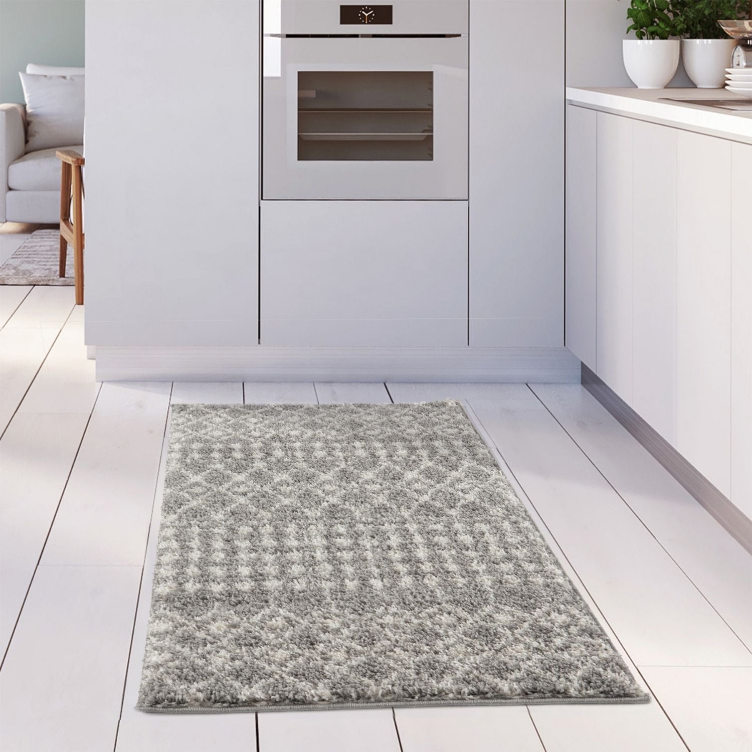 Moroccan Grey Shaggy Rug | 1010