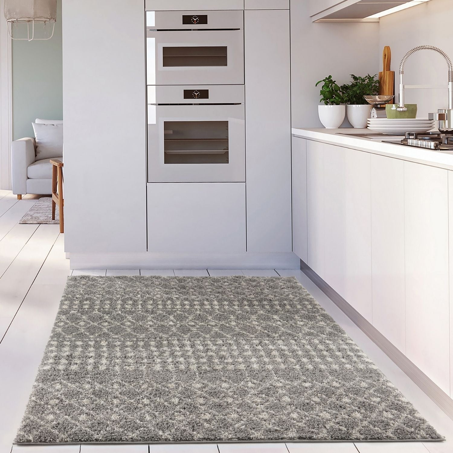 Moroccan Grey Shaggy Rug | 1010