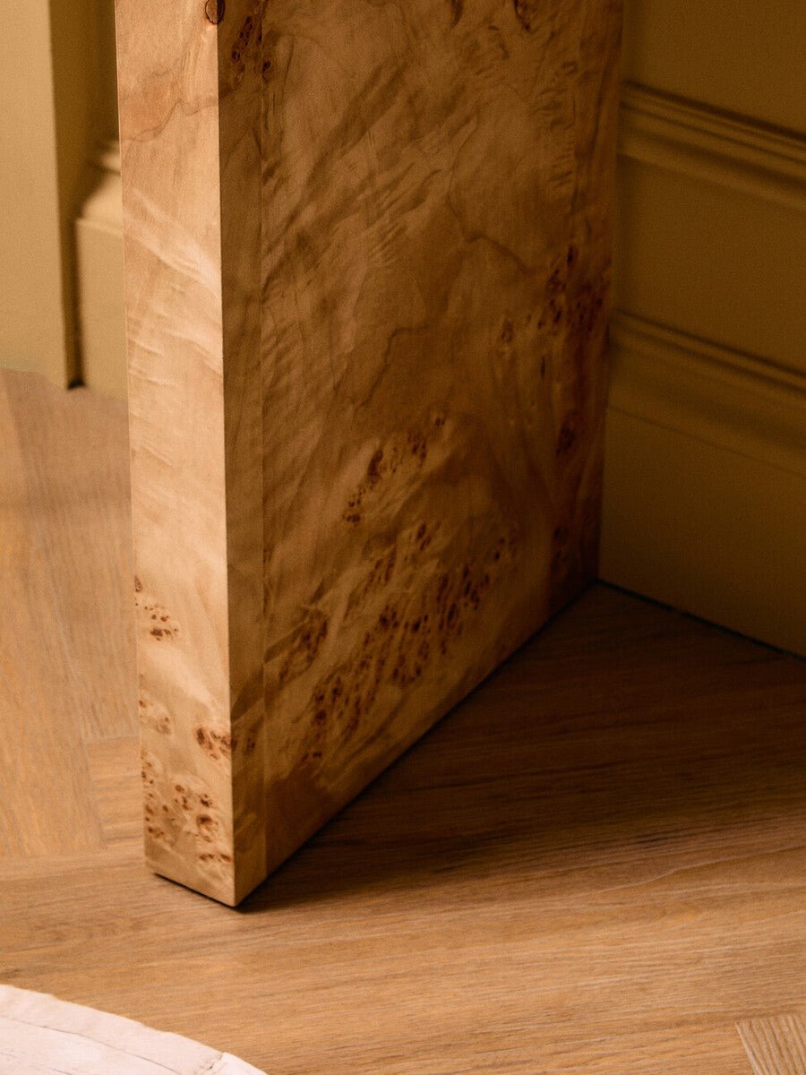 Mota Burl Wood Design Curved Console Table