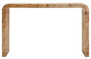 Mota Burl Wood Design Curved Console Table