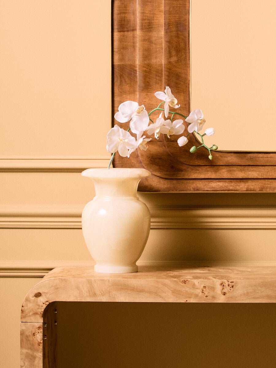 Mota Burl Wood Design Curved Console Table