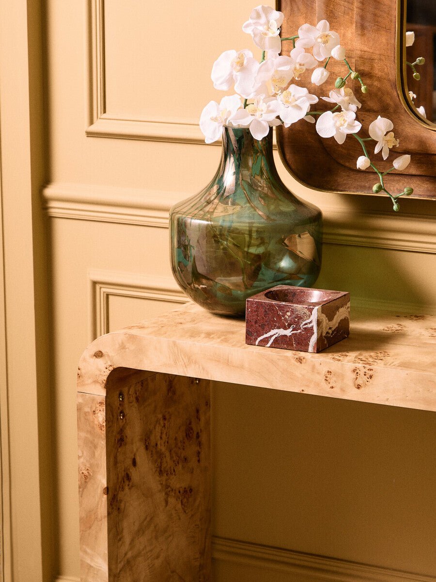 Mota Burl Wood Design Curved Console Table