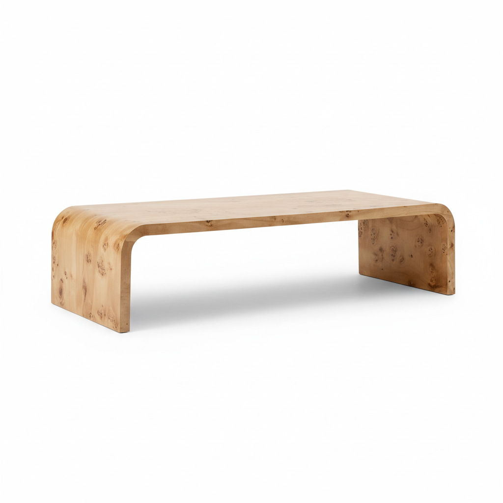 Mota Burl Wood Design Curved Coffee Table