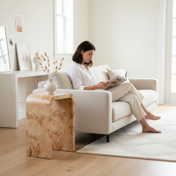 Mota Burl Wood Design Curved Side Table