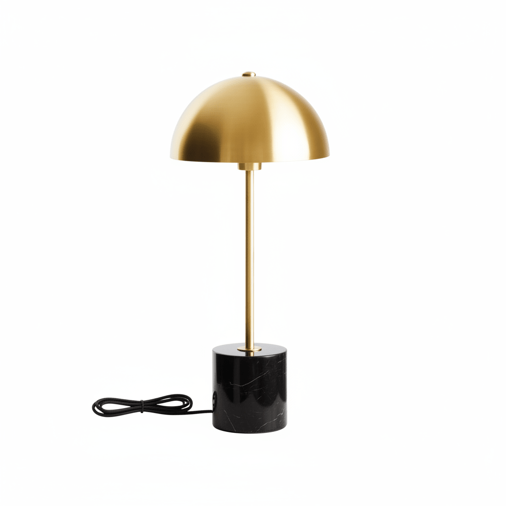 Murdoch Brushed Brass Table Lamp with Black Marble Base