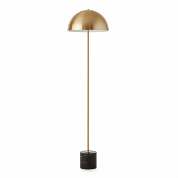 Murdoch Brushed Brass Floor Lamp with Black Marble Base