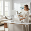 Naomi White Fabric Shade Table Lamp