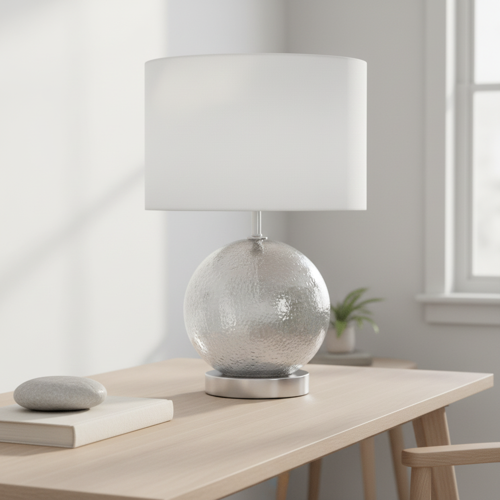 Naomi White Fabric Shade Table Lamp