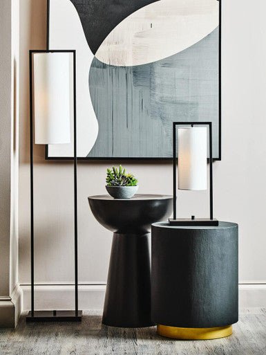 Naro Black And Gold Concrete Look Side Table