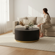 Naro Black And Gold Concrete Look Coffee Table