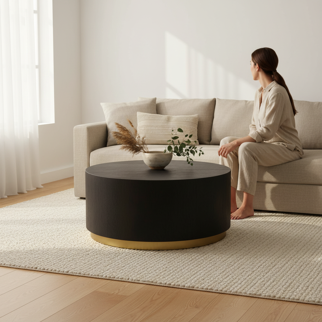 Naro Black And Gold Concrete Look Coffee Table