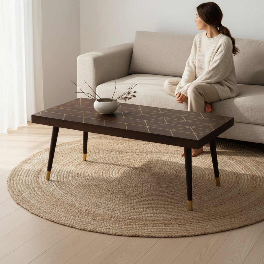 Naro Mango Wood And Gold Finishing Coffee Table