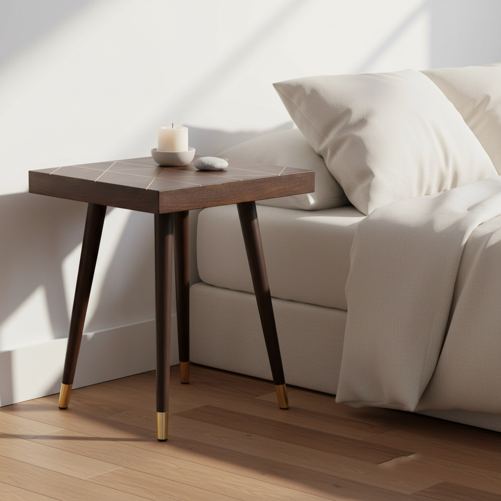 Naro Mango Wood And Gold Tip Legs Side Table