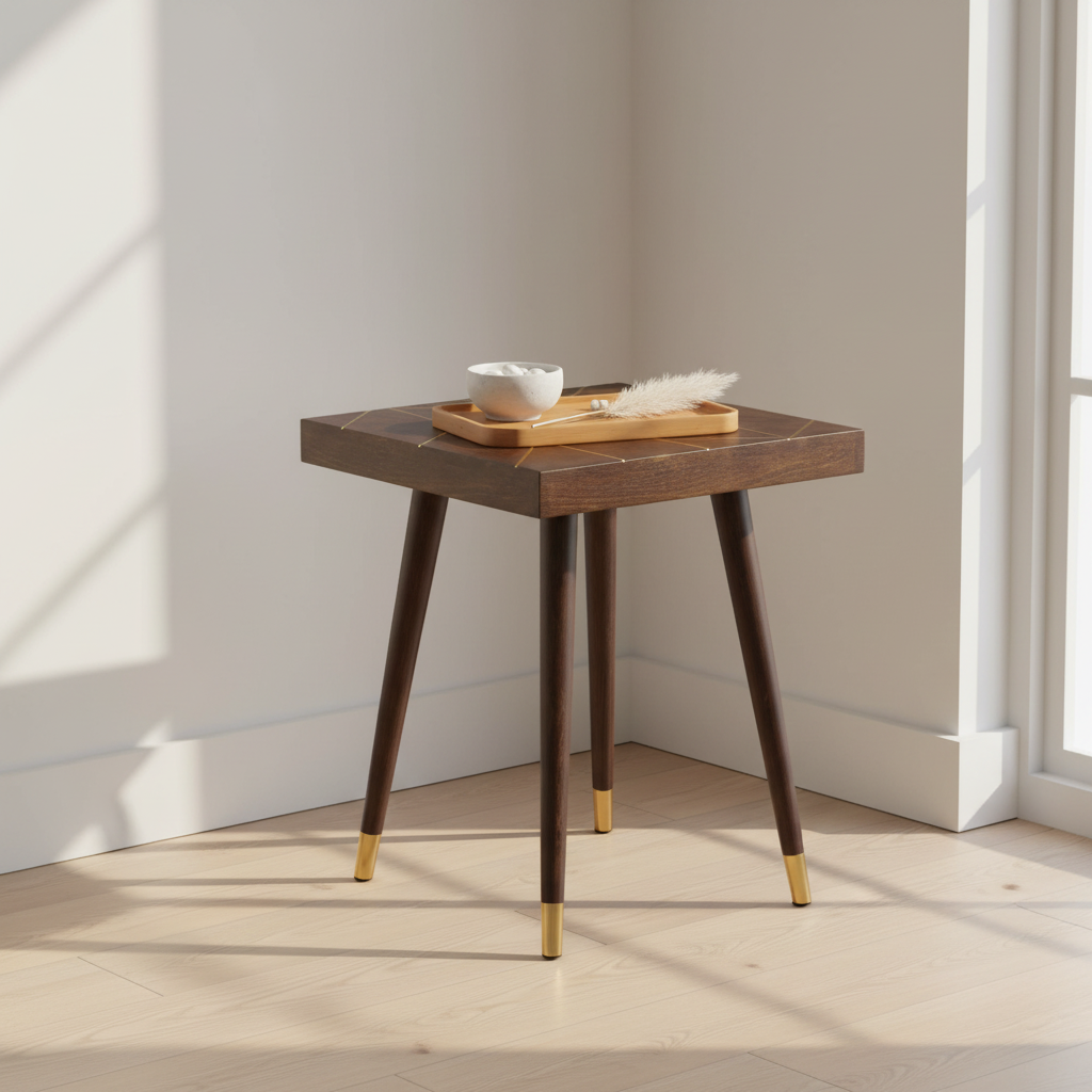 Naro Mango Wood And Gold Tip Legs Side Table
