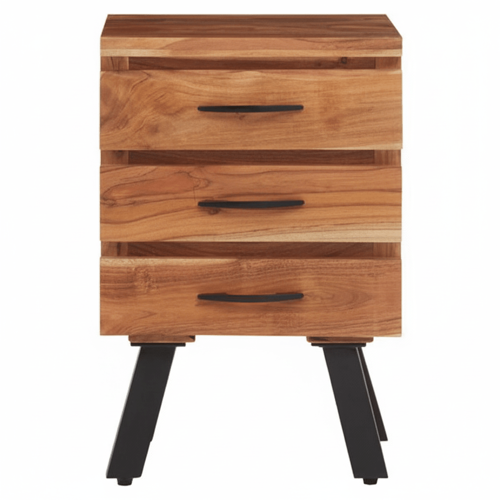Nashik Three Drawer Acacia Side Table