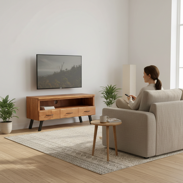 Nashik Three Drawer Acacia Media Unit