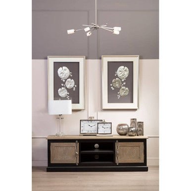 Nason Silver Leaf Design Wall Art with Wooden Frame