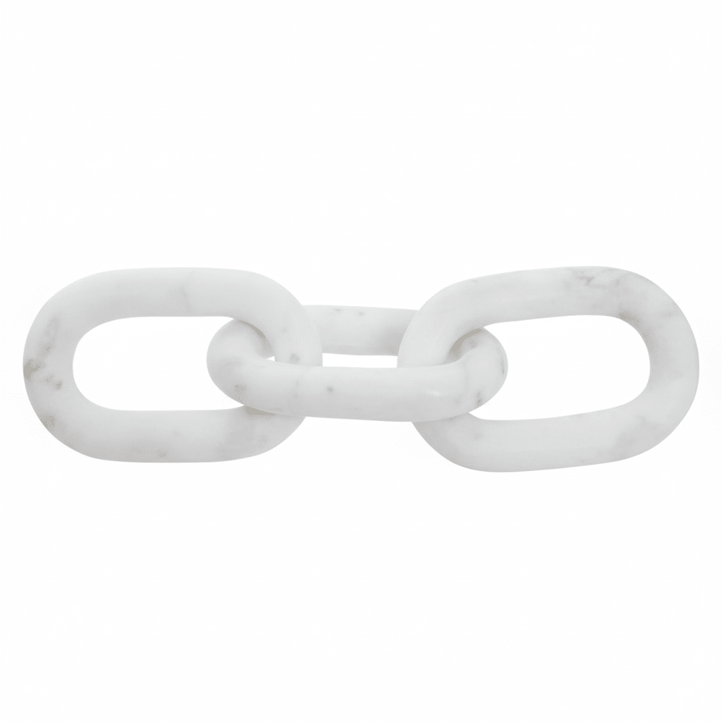 Nason White Marble Three Link Chain Sculpture