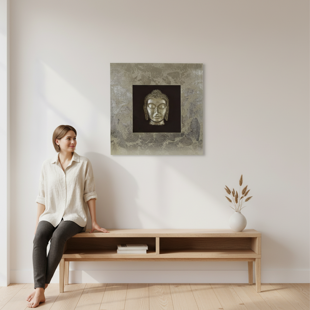 Nason Framed Silver Buddha Wall Art