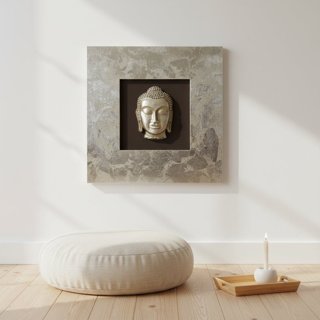 Nason Framed Silver Buddha Wall Art