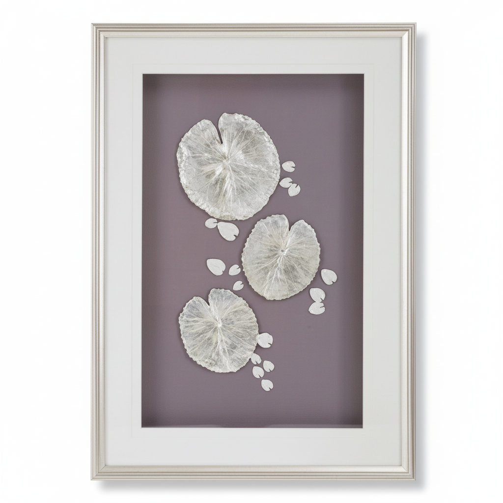 Nason Silver Leaf Design Wall Art with Wooden Frame