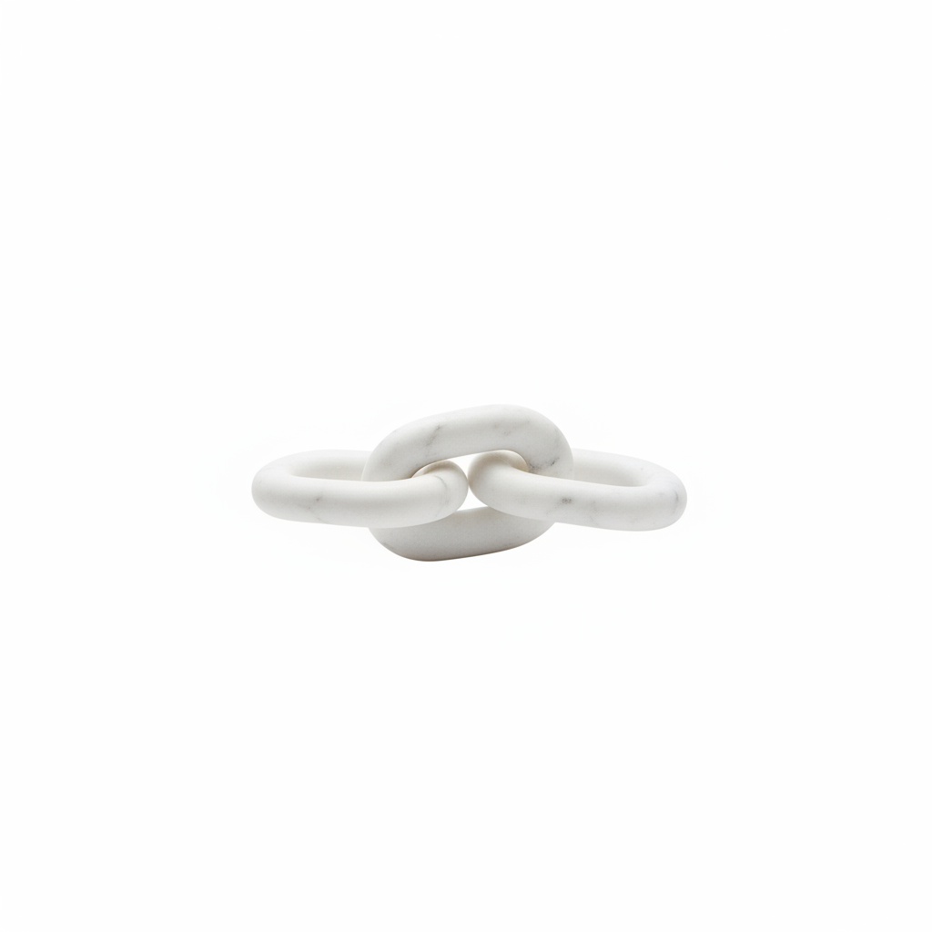 Nason White Marble Three Link Chain Sculpture