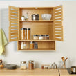 Natural Bamboo Wall - mounted Bathroom Cabinet, Kitchen Cupboard, Storage Organizer, Adjustable Shelf