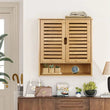 Natural Bamboo Wall - mounted Bathroom Cabinet, Kitchen Cupboard, Storage Organizer, Adjustable Shelf