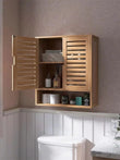 Natural Bamboo Wall - mounted Bathroom Cabinet, Kitchen Cupboard, Storage Organizer, Adjustable Shelf