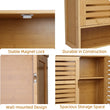 Natural Bamboo Wall - mounted Bathroom Cabinet, Kitchen Cupboard, Storage Organizer, Adjustable Shelf