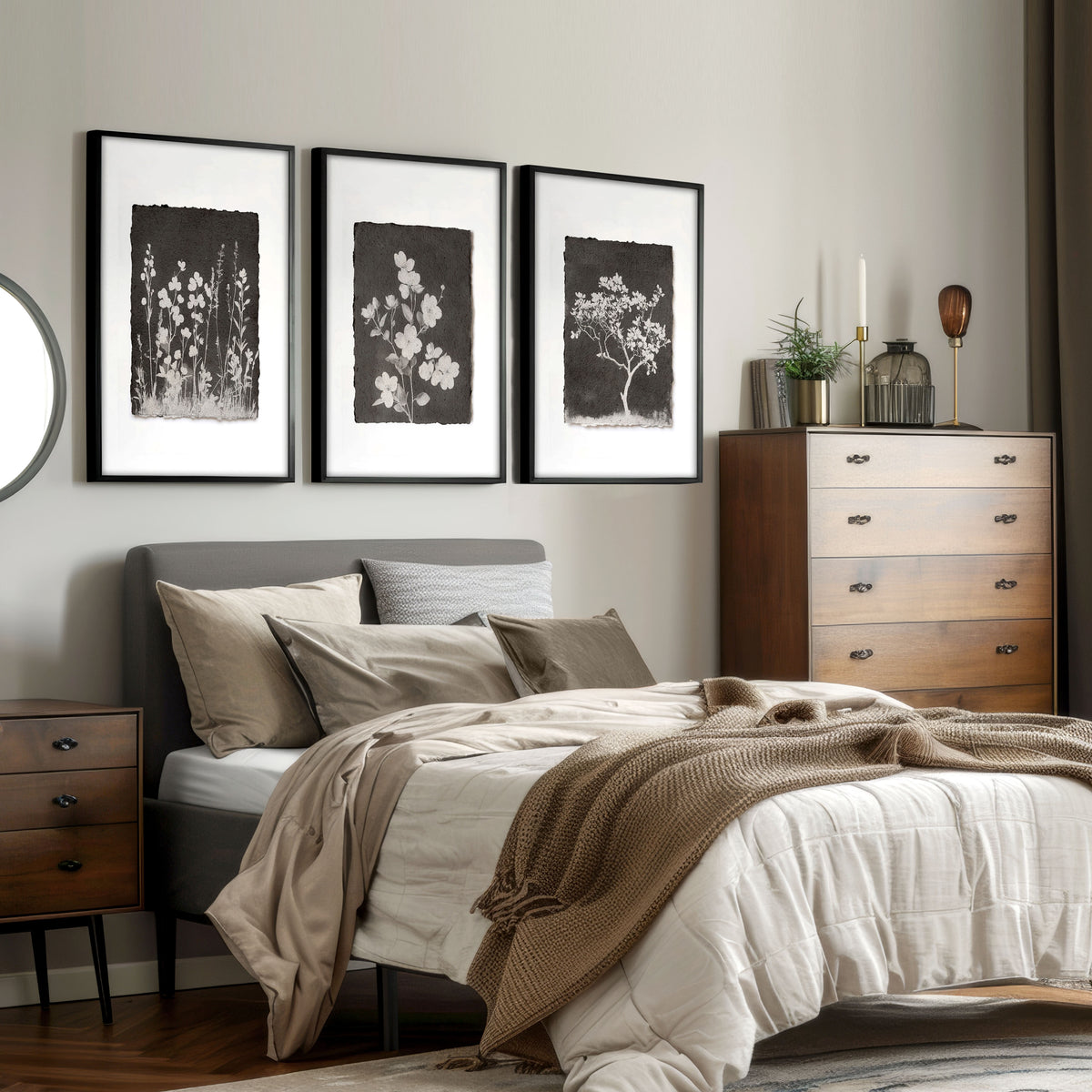 Nature Art Dark Botanical Wildflowers & Blossom wall art displayed on a wall in a styled room — view 10