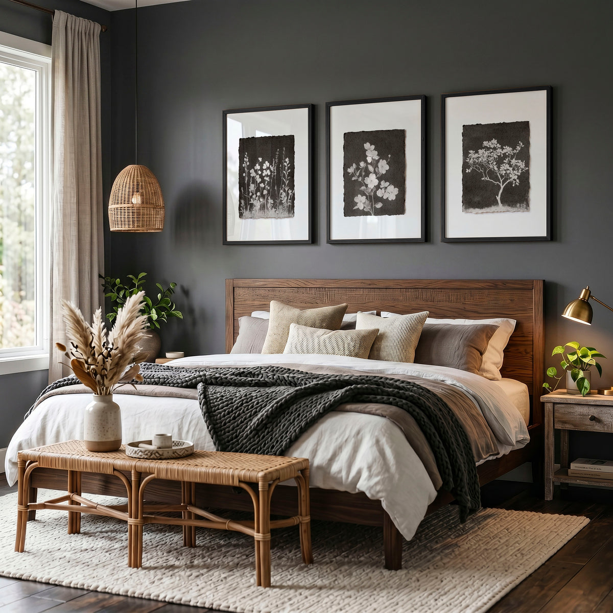 Nature Art Dark Botanical Wildflowers & Blossom wall art displayed on a wall in a styled room — view 5