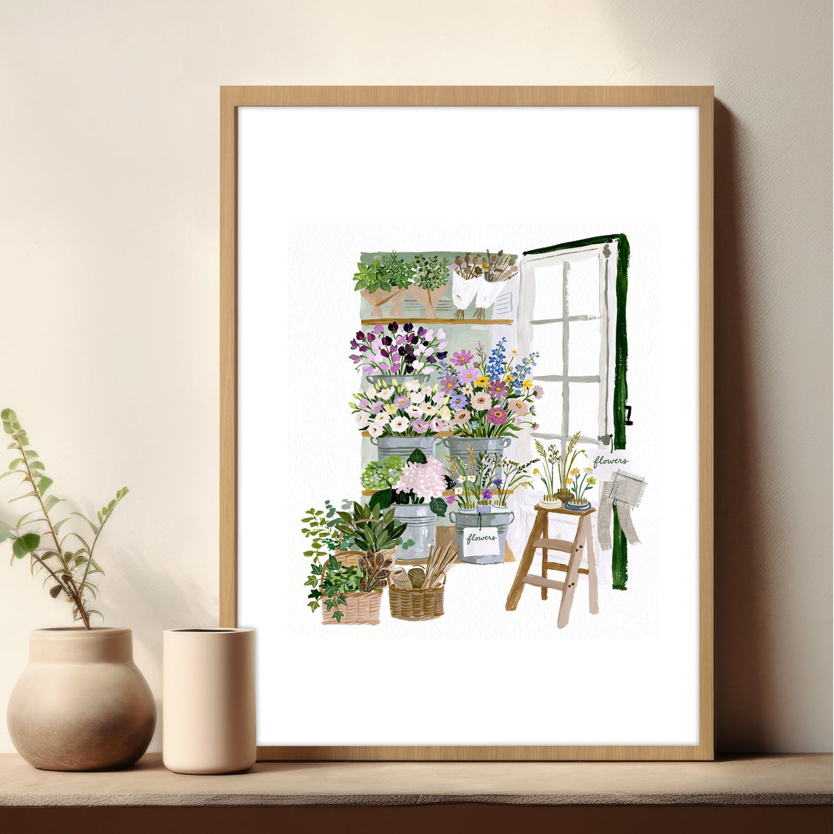 Nature Canvas Wall Art Botanical Flower Shop Illustrations — piece 1 of 3 in the set