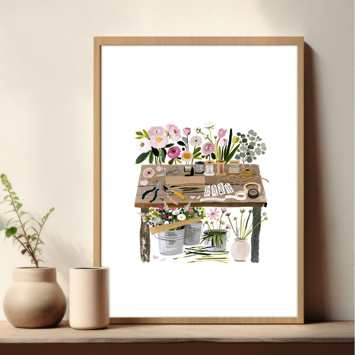 Nature Canvas Wall Art Botanical Flower Shop Illustrations — piece 2 of 3 in the set