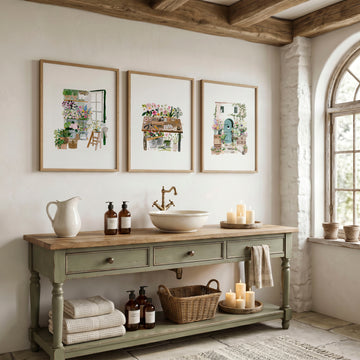 Nature Canvas Wall Art Botanical Flower Shop Illustrations displayed on a wall in a styled room — view 9