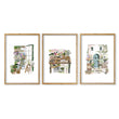 Nature Canvas Wall Art Botanical Flower Shop Illustrations in an oak frame